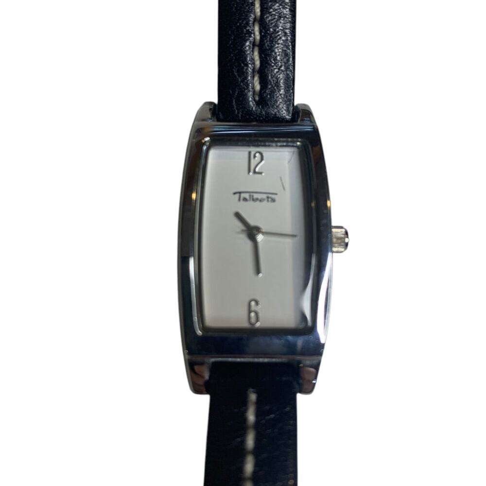 Talbots Womens Wristwatch Silvertone Rectangular Face Working - Picture 1 of 8
